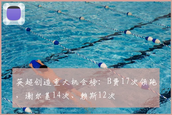 英超创造重大机会榜：B费17次领跑，谢尔基14次、赖斯12次